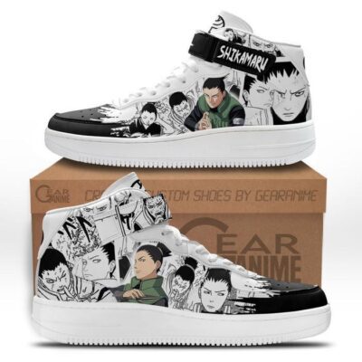 Shikamaru Nara Sneakers Air Mid Custom Anime Shoes Mix Manga