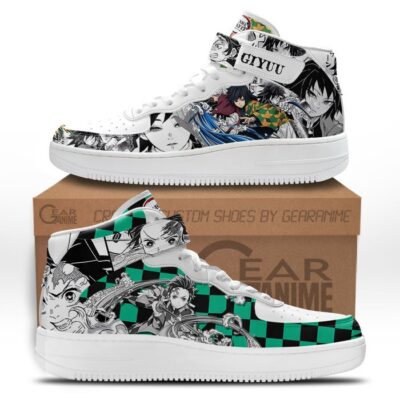 Tanjiro Giyu Sneakers Air Mid Demon Slayer Anime Shoes Mix Manga