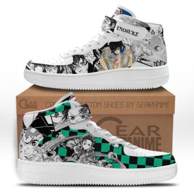 Tanjiro Inosuke Sneakers Air Mid Demon Slayer Anime Shoes Mix Manga
