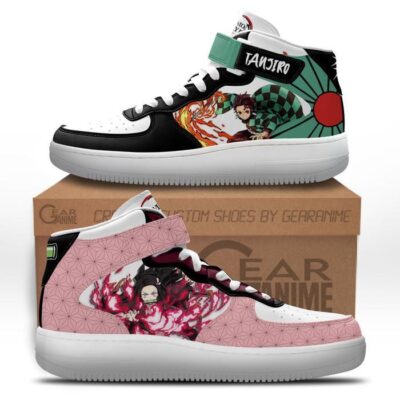 Tanjiro and Nezuko Sneakers Air Mid Custom Anime Demon Slayer Shoes