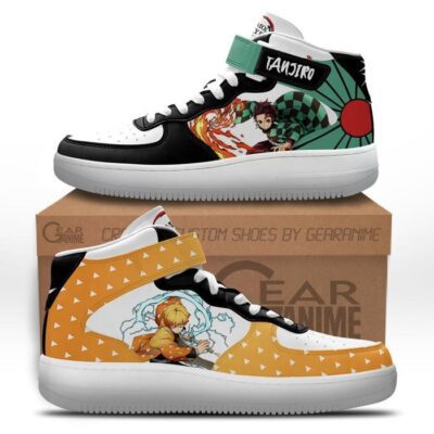 Tanjiro and Zenitsu Sneakers Air Mid Custom Anime Demon Slayer Shoes