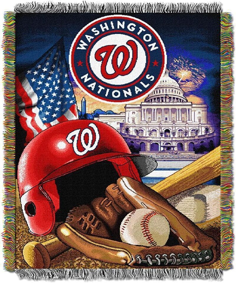 The Northwest Company MLB Washington Nationals Woven Tapestry Throw Blanket Red