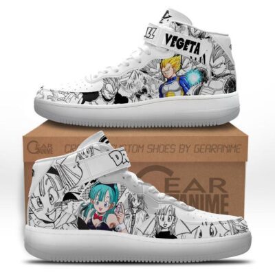 Vegeta and Bulma Sneakers Air Mid Dragon Ball Anime Shoes Mix Manga
