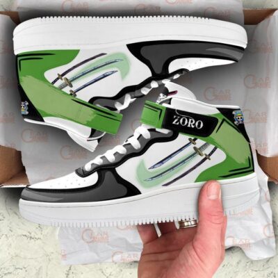 Zoro Sneakers Air Mid One Piece Custom Anime Shoes for Otaku 3