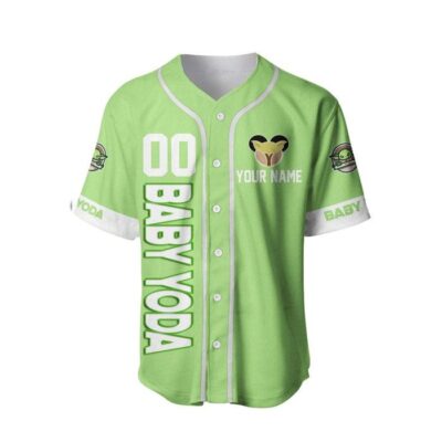 Baby Yoda Lime Green White Disney Unisex Cartoon Graphic Casual Outfits Custom Baseball Jersey 1