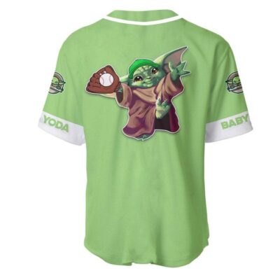 Baby Yoda Lime Green White Disney Unisex Cartoon Graphic Casual Outfits Custom Baseball Jersey 2