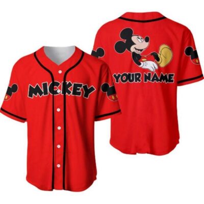 Chilling Mickey Mouse Black Red | Disney Unisex Cartoon Graphic Casual Outfits | Custom Baseball Jersey 2 Chilling Mickey Mouse Black Red Disney Unisex Cartoon Graphic Casual Outfits Custom Baseball Jersey 2
