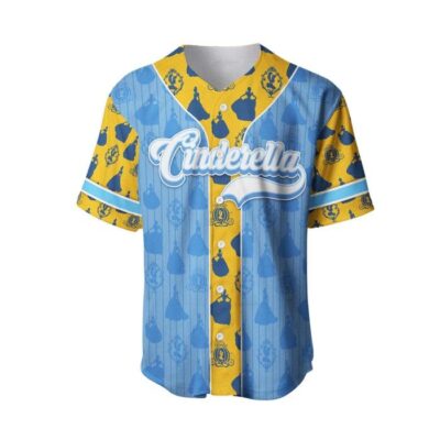 Cinderella Dark Blue Yellow Patterns | Disney Unisex Cartoon Graphic Casual Outfits | Custom Baseball Jersey 1 Cinderella Dark Blue Yellow Patterns Disney Unisex Cartoon Graphic Casual Outfits Custom Baseball Jersey 1