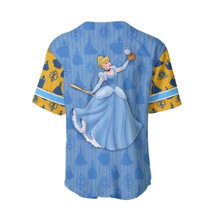Cinderella-Dark-Blue-Yellow-Patterns-Disney-Unisex-Cartoon-Graphic-Casual-Outfits-Custom-Baseball-Jersey-2 Cinderella Dark Blue Yellow Patterns Disney Unisex Cartoon Graphic Casual Outfits Custom Baseball Jersey 2
