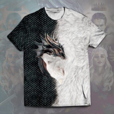 Dragon and Wolf Unisex T Shirt 1