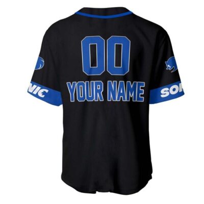 Giant Sonic Hedgehog Black Blue Disney Unisex Cartoon Graphic Casual Outfits Custom Baseball Jersey 2