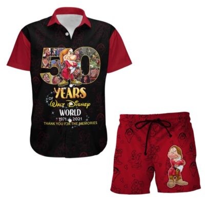 Grumpy Dwarf Red 50th Anniversary Glitter Castle Disney Hawaiian Summer Vacation Button Down Shirt Shorts Set Unisex Outfits 2 Grumpy Dwarf Red 50th Anniversary Glitter Castle Disney Hawaiian Summer Vacation Button Down Shirt Shorts Set Unisex Outfits 2