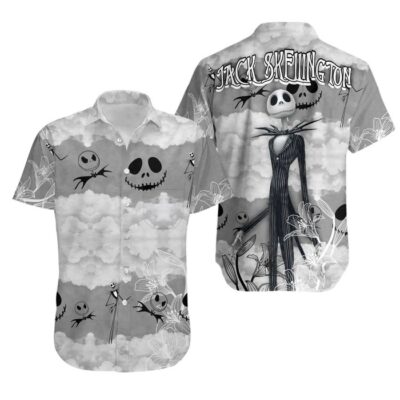 Jack Skellington Summer Tropical Print Disney Hawaiian Button Down Shirt Shorts Set Unisex Outfits 1