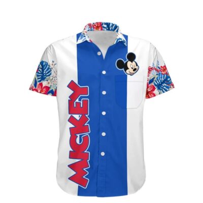 Mickey Floral Stripe Summer Tropical Print Disney Hawaiian Button Down Shirt Shorts Set Unisex Outfits 2 Mickey Floral Stripe Summer Tropical Print Disney Hawaiian Button Down Shirt Shorts Set Unisex Outfits 2