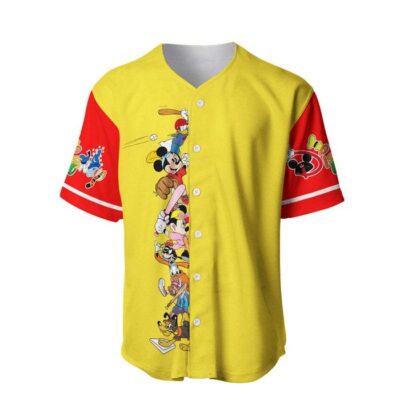 Mickey Minnie & Friends Yellow Red | Disney Unisex Cartoon Graphic Casual Outfits | Custom Baseball Jersey 2 Mickey Minnie Friends Yellow Red Disney Unisex Cartoon Graphic Casual Outfits Custom Baseball Jersey 2