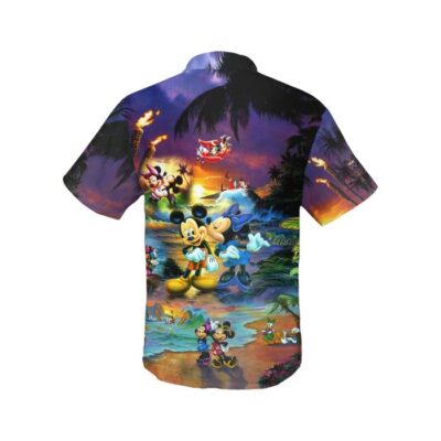 Mickey & Minnie Mouse Sunset Beach Disney Hawaiian Button Down Shirt Vacation Cartoon Outfits 2 Mickey Minnie Mouse Sunset Beach Disney Hawaiian Button Down Shirt Vacation Cartoon Outfits 2