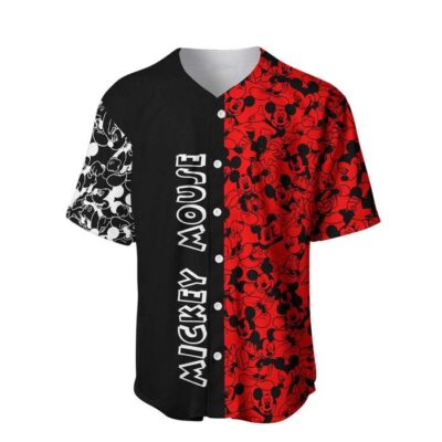 Mickey Mouse Pattern Red Black | Disney Unisex Cartoon Graphic Casual Outfits | Custom Baseball Jersey 2 Mickey Mouse Pattern Red Black Disney Unisex Cartoon Graphic Casual Outfits Custom Baseball Jersey 2