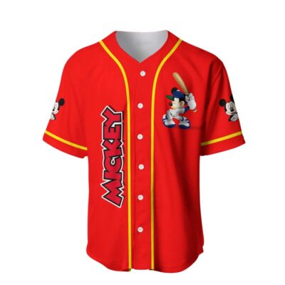 Mickey Mouse Red Yellow | Disney Unisex Cartoon Graphic Casual Outfits | Custom Baseball Jersey 3 Mickey Mouse Red Yellow Disney Unisex Cartoon Graphic Casual Outfits Custom Baseball Jersey 3