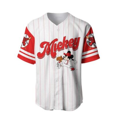 Mickey Mouse White Red | Disney Unisex Cartoon Graphic Casual Outfits | Custom Baseball Jersey 2 Mickey Mouse White Red Disney Unisex Cartoon Graphic Casual Outfits Custom Baseball Jersey 2 1