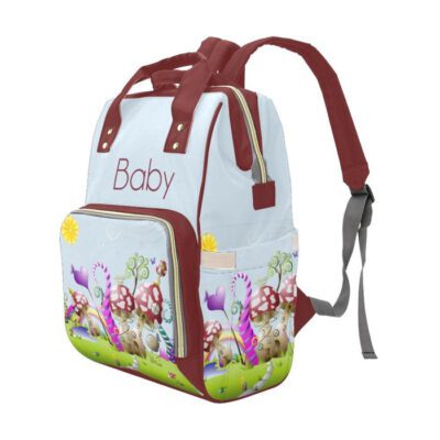 Personalize Optional - Baby Bag With Gnome Mushroom Village - Waterproof Multifunction Backpack 2 Personalize Optional Baby Bag With Gnome Mushroom Village Waterproof Multifunction Backpack 2