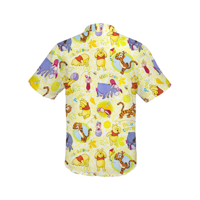 Pooh Eeyore Tigger Piglet Yellow Summer Disney Hawaiian Button Down ...