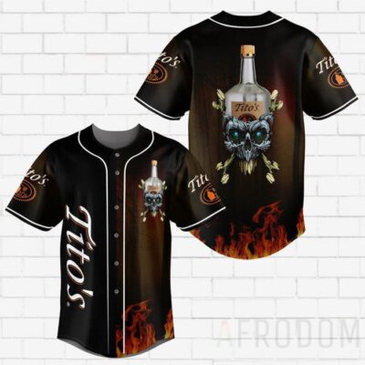 Skull With Tito's Vodka Baseball Jersey