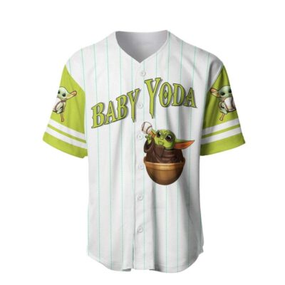 Star War Baby Yoda White Lime Green | Disney Unisex Cartoon Graphic Casual Outfits | Custom Baseball Jersey 2 Star War Baby Yoda White Lime Green Disney Unisex Cartoon Graphic Casual Outfits Custom Baseball Jersey 2