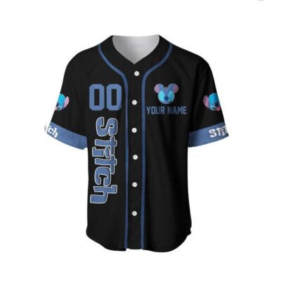 Stitch Blue Black | Disney Unisex Cartoon Graphic Casual Outfits | Custom Baseball Jersey 1 Stitch Blue Black Disney Unisex Cartoon Graphic Casual Outfits Custom Baseball Jersey 1