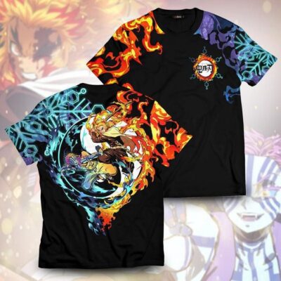 Yin Yang Rengoku Akaza Unisex T-Shirt 1 Yin Yang Rengoku Akaza Unisex T Shirt 1