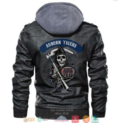 Auburn Tigers NCAA Football Sons Of Anarchy Black Motorcycle Leather Jacket LJ0435