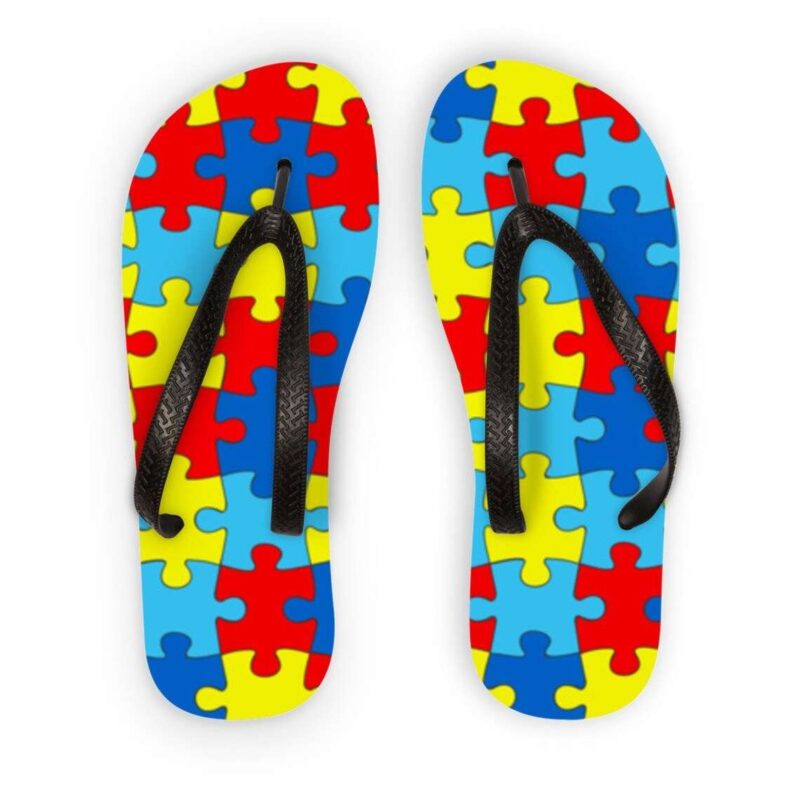 Autism Awareness Day Autism Puzzle Pieces Flip Flops