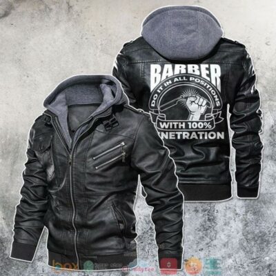 Barber Do It In All Position With 100 Penetration Motorcycle Art Leather Jacket LJ0485