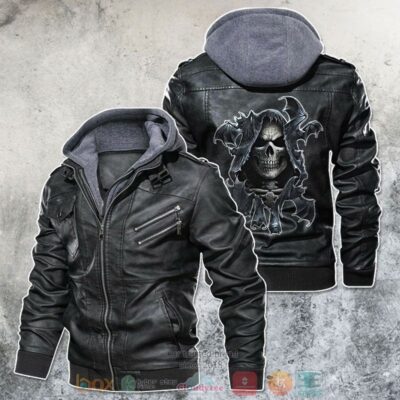 Bat Death God is Watching Motorcycle Club Leather Jacket LJ0488