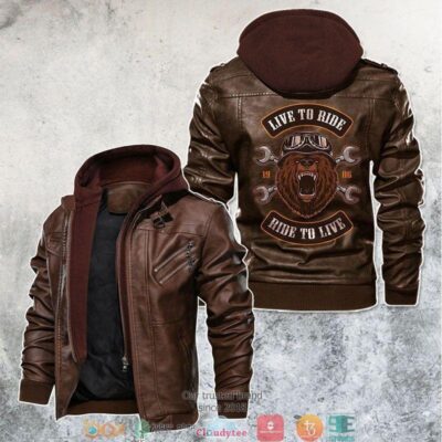 Bear Live To Ride Ride To Live Leather Jacket LJ0498 1