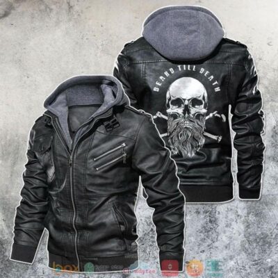 Beard Till Death Barber Skull Leather Jacket LJ0499