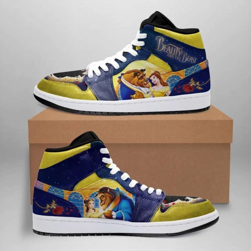 Beauty And The Beast Air Jordan 1 High Top Sneakers Custom Shoes For Fans