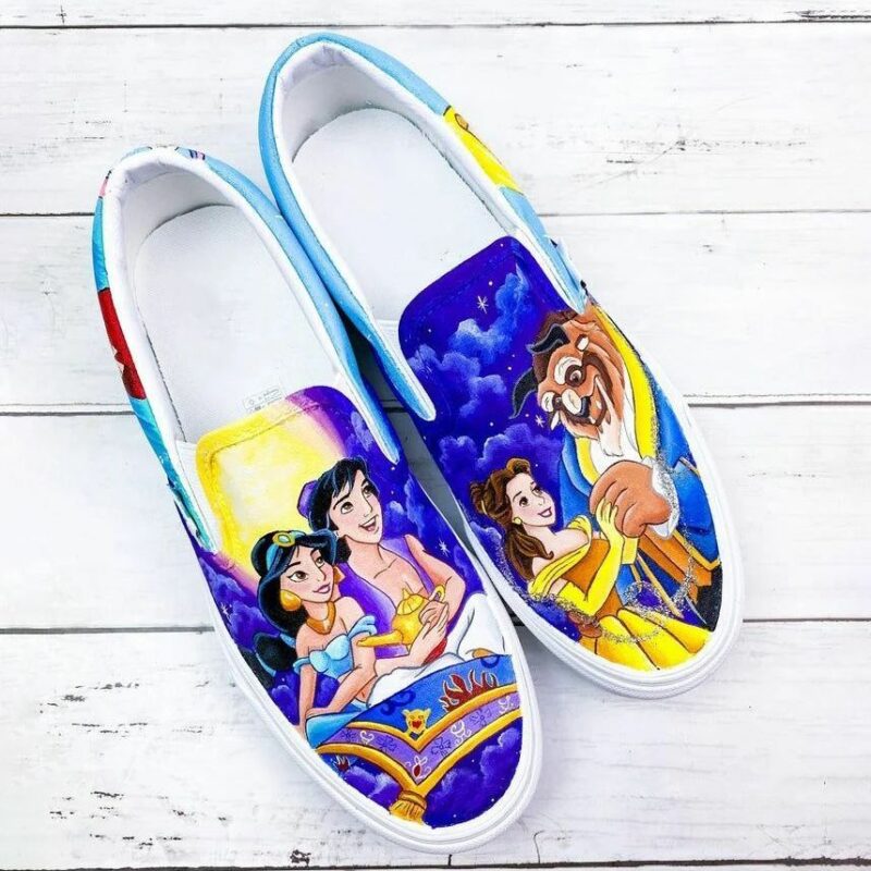 Beauty And The Beast Aladdin And Jasmine Slip On Shoes – Let the colors ...