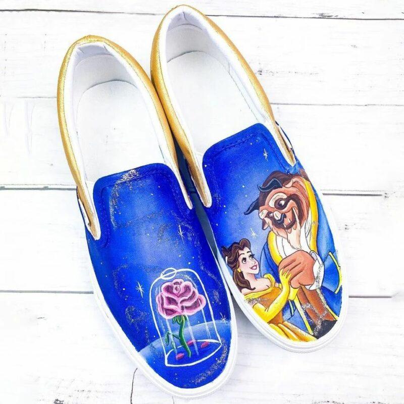 Beauty And The Beast Enchanted Rose Slip On Shoes – Let the colors ...