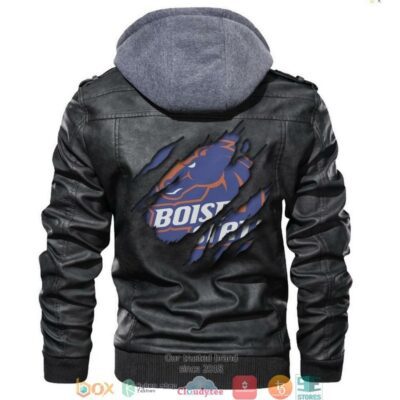 Boise State Broncos NCAA Black Motorcycle Leather Jacket LJ0561