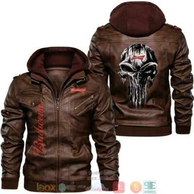 Budweiser Punisher Skull Leather Jacket LJ0629 1