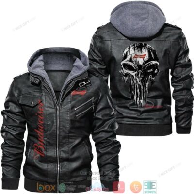 Budweiser Punisher Skull Leather Jacket LJ0629