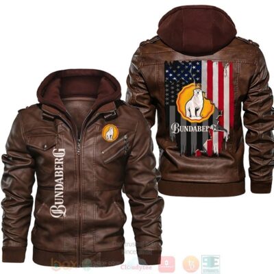 Bundaberg Rum American flag Leather Jacket LJ0662 1