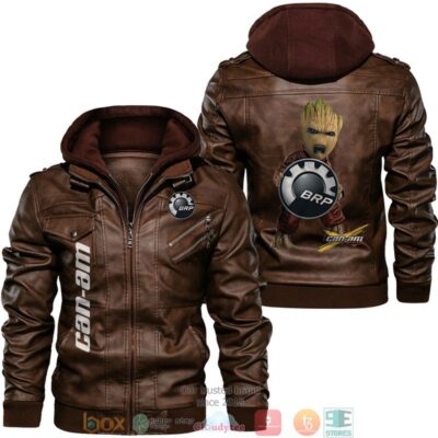 Can Am BRP black Baby Groot Leather Jacket LJ0713 1