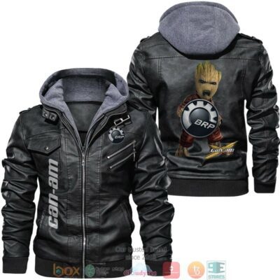 Can Am BRP black Baby Groot Leather Jacket LJ0713