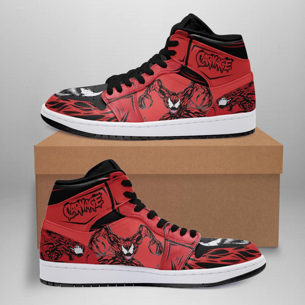 Carnage Symbiote White Face Air Jordan 1 High Top Sneakers Custom Shoes ...