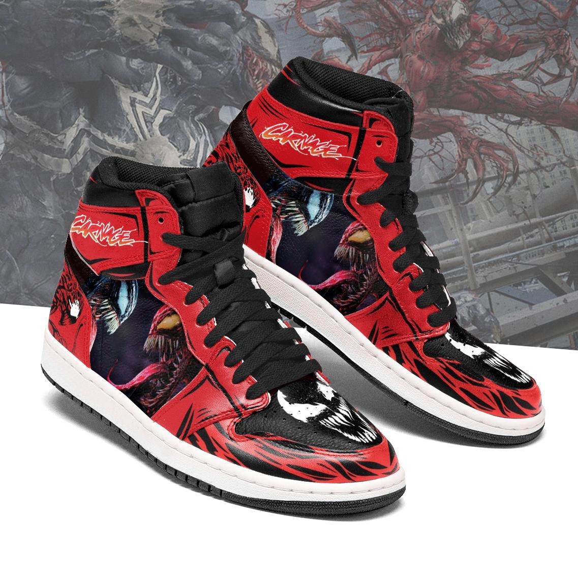 Carnage Symbiote vs Venom Air Jordan 1 High Top Sneakers Custom Shoes ...