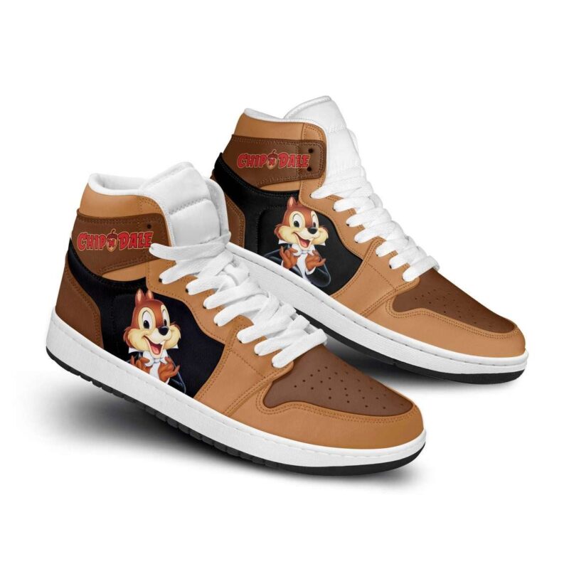 Chip 'n' Dale Brown Black Air Jordan 1 High Top Sneakers Custom Shoes For Fans