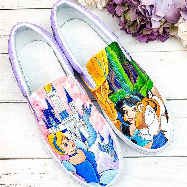 Cinderella Disney Princess And Jasmine Aladdin Slip On Shoes – Let the ...