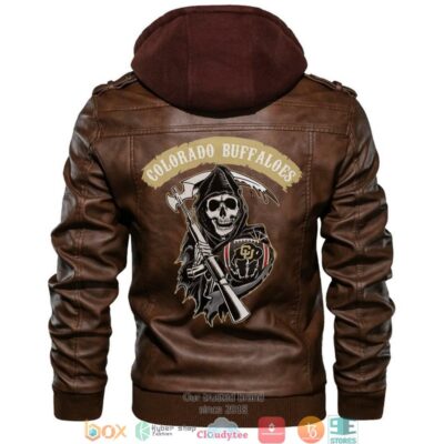 Colorado Buffaloes NCAA Football Sons Of Anarchy Brown Motorcycle Leather Jacket LJ0945