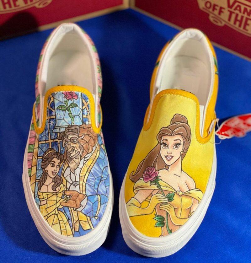 Fun Beauty And The Beast Disney Belle Slip On Shoes – Let the colors ...